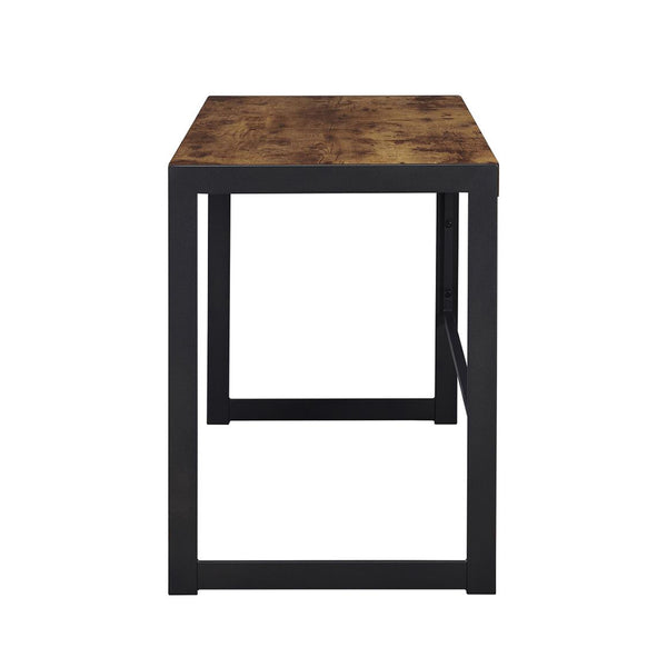 English Elm Writing Desk Antique Nutmeg with Gunmetal Frame — Compact Rustic-Modern Computer Table for Small Spaces, Laptop & Study Use B016P163679