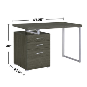 English Elm 3-drawer Office Desk with Spacious Work Surface, Metal Frame Accent, File Cabinet & Sleek Storage Appeal Grey B016P163568