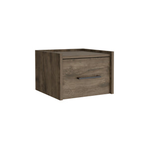 English Elm Floating Nightstand with Drawer and Open Shelf, Wall-Mounted Minimalist Design for Small Spaces Dark Brown 17 L x 16 W x 5 H B097P163092