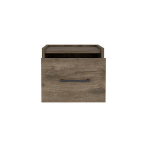 English Elm Floating Nightstand with Drawer and Open Shelf, Wall-Mounted Minimalist Design for Small Spaces Dark Brown 17 L x 16 W x 5 H B097P163092