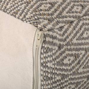 English Elm Amuleto Hand Loomed Cotton Pouf with Subtle Diamond Pattern, Soft Durable Fabric, 250 lb Capacity Beige+yellow B181P162897