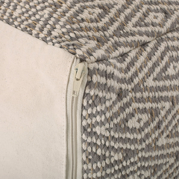 English Elm Amuleto Hand Loomed Cotton Pouf with Subtle Diamond Pattern, Soft Durable Fabric, 250 lb Capacity Beige+yellow B181P162897