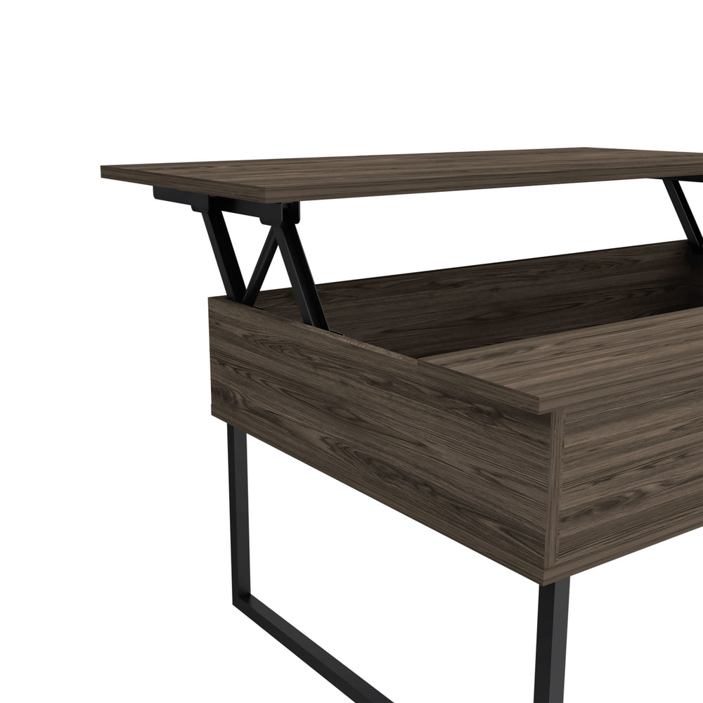 English Elm Lift Top Coffee Table with Hidden Storage & Metal Legs, 40.9" Wide Modern Dark Walnut Finish B097133211