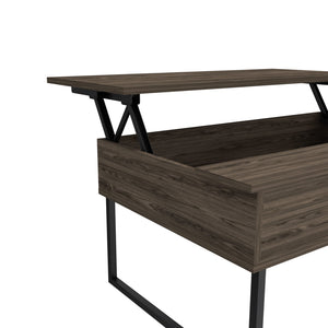 English Elm Lift Top Coffee Table with Hidden Storage & Metal Legs, 40.9" Wide Modern Dark Walnut Finish B097133211