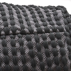 English Elm River Waterproof Handcrafted Cylindrical Pouf — Geometric Two-Tone Design, Indoor Durable Seating Black B181P162859