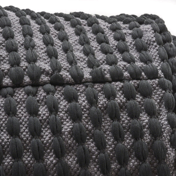 English Elm River Waterproof Handcrafted Cylindrical Pouf — Geometric Two-Tone Design, Indoor Durable Seating Black B181P162859