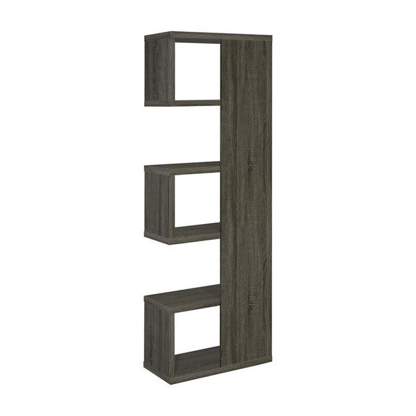 English Elm Contemporary 5-Tier Weathered Grey Bookcase with Mixed Open and Enclosed Shelving for Stylish Display B016P163579