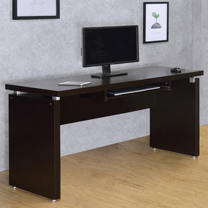 English Elm Computer Transitional Desk in Cappuccino Finish with Keyboard Drawer, Silver Hardware, L-Shape Ready B016P163729