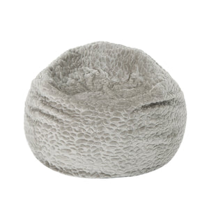 English Elm Yasmin Faux Fur 3ft Rounded Bean Bag Chair, Grey Pebble Pattern, Machine-Washable Removable Cover, High-Density Foam Comfort B181P162998
