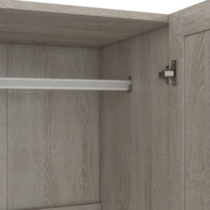 English Elm 3-door Shutter Wardrobe Gray Mdf Finish with Hanging Rail and Shelves for Bedroom LP006004AAE