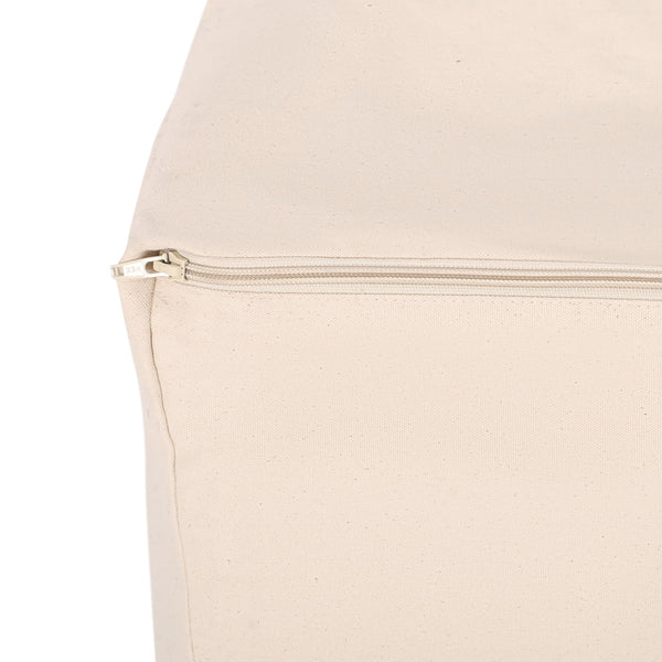 English Elm Kiki Rectangular Pouf Ottoman Floor Cushion in Natural & Black, 42"x24"x19" Durable Fabric Seating B181P162895