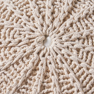 English Elm Bordeaux Knitted Cotton Pouf - Stylish Beige Ottoman & Floor Cushion For Cozy Home Decor Accents B181P162840