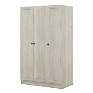 English Elm 3-door Shutter Wardrobe Gray Mdf Finish with Hanging Rail and Shelves for Bedroom LP006004AAE