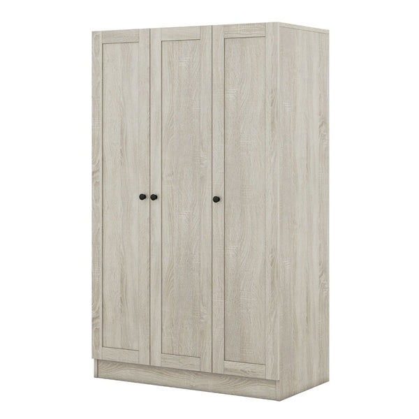 English Elm 3-door Shutter Wardrobe Gray Mdf Finish with Hanging Rail and Shelves for Bedroom LP006004AAE