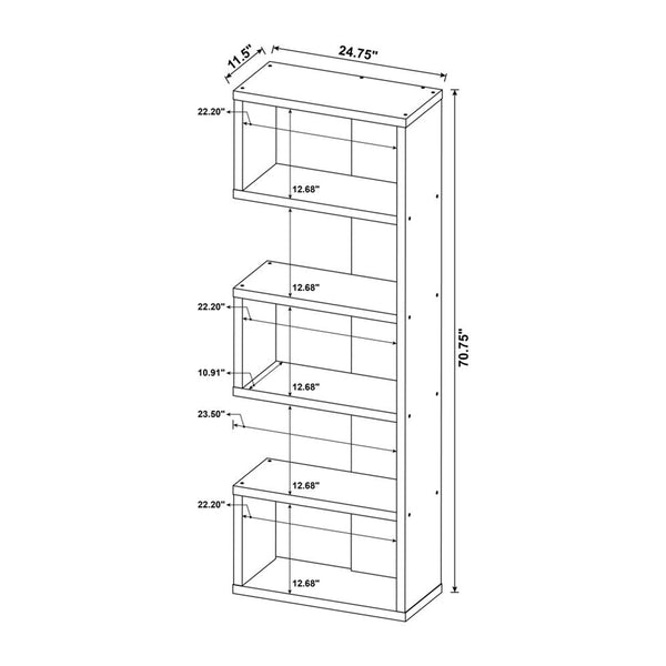 English Elm Contemporary 5-Tier Weathered Grey Bookcase with Mixed Open and Enclosed Shelving for Stylish Display B016P163579