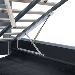 English Elm Queen Upholstered Platform Bed with Twin XL, Hydraulic Storage, USB Ports, Rail Converts to Two Beds SF000116AAE