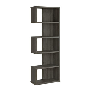 English Elm Contemporary 5-Tier Weathered Grey Bookcase with Mixed Open and Enclosed Shelving for Stylish Display B016P163579