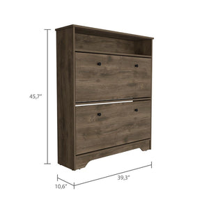 English Elm Shoe 46" H Brown Storage Cabinet with Two Drawers, Two Doors, Adjustable Shelves & Durable Top B097133214