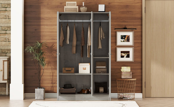 English Elm 3-door Shutter Wardrobe Gray Mdf Finish with Hanging Rail and Shelves for Bedroom LP006004AAE