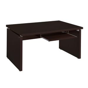 English Elm Computer Transitional Desk in Cappuccino Finish with Keyboard Drawer, Silver Hardware, L-Shape Ready B016P163729