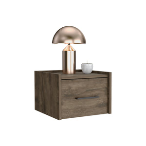 English Elm Floating Nightstand with Drawer and Open Shelf, Wall-Mounted Minimalist Design for Small Spaces Dark Brown 17 L x 16 W x 5 H B097P163092