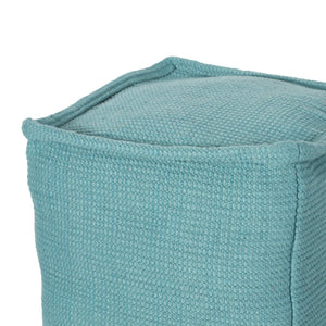 English Elm Hansolo Teal Yarn Square Pouf Ottoman & Floor Cushion - 20" Cotton Pouf, Polystyrene Fill, 200lb Capacidad B181P162872