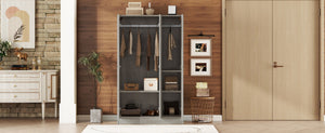 English Elm 3-door Shutter Wardrobe Gray Mdf Finish with Hanging Rail and Shelves for Bedroom LP006004AAE