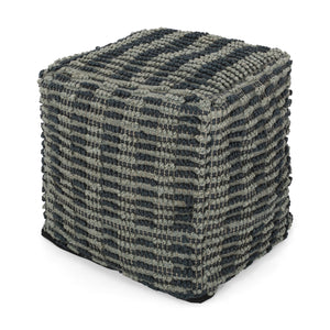 English Elm Walle Teal Blue Fabric Square Pouf Ottoman, 16" x16" x16" Floor Cushion, Polystyrene Bead Fill, 200lb Capacity B181P162876