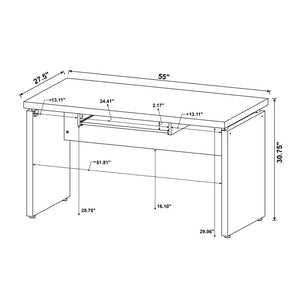 English Elm Computer Transitional Desk in Cappuccino Finish with Keyboard Drawer, Silver Hardware, L-Shape Ready B016P163729