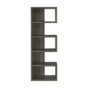 English Elm Contemporary 5-Tier Weathered Grey Bookcase with Mixed Open and Enclosed Shelving for Stylish Display B016P163579