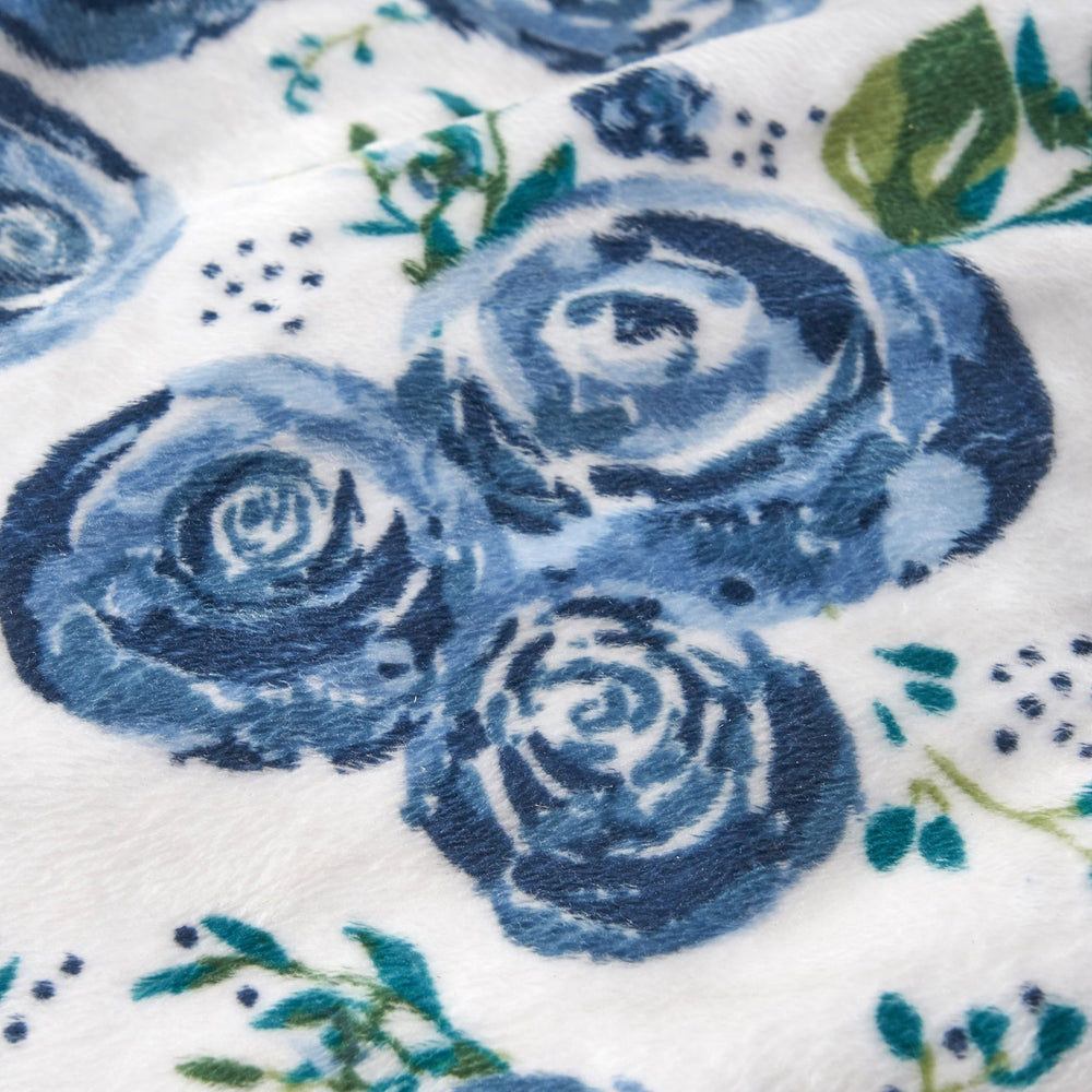 English Elm Spring Navy Multi 3ft Rounded Bean Bag Chair, Blue Rose Print — Removable Washable Foam-Filled Comfort B181P163035