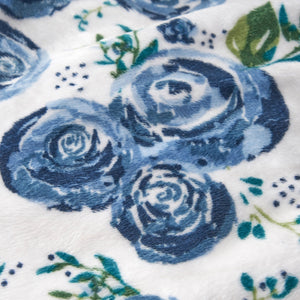 English Elm Spring Navy Multi 3ft Rounded Bean Bag Chair, Blue Rose Print — Removable Washable Foam-Filled Comfort B181P163035