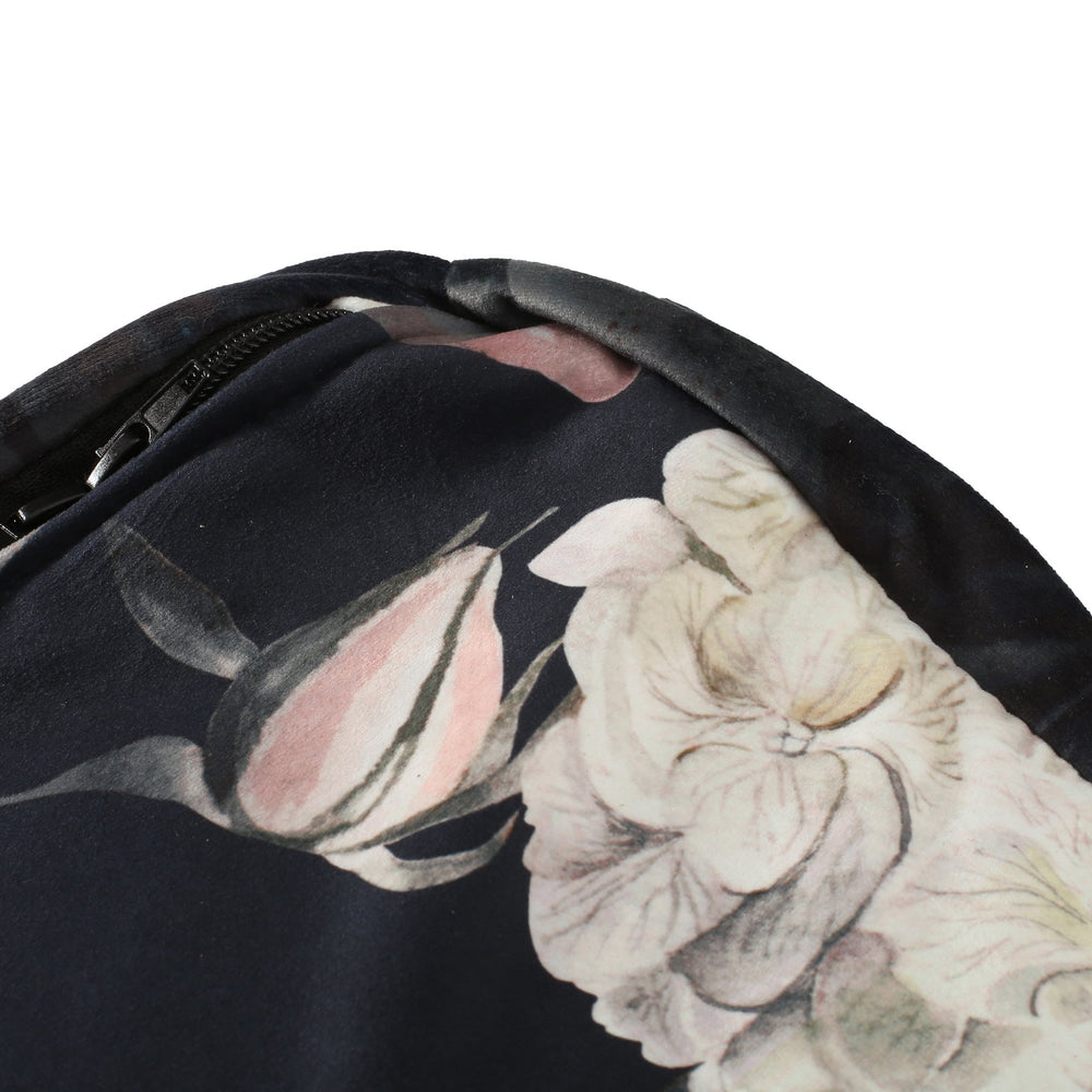 English Elm Hazel Velvet Large Square Pouf Ottoman with Floral Print — Versatile Floor Cushion, 200lb Capacity Black+ Flower B181P162902