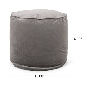 English Elm Shimon Velvet Cylinder Pouf Ottoman for Living Room or Bedroom — Plush Polystyrene Fill, 200 lb Capacity Gray B181P162894