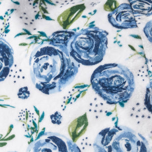 English Elm Spring Navy Multi 3ft Rounded Bean Bag Chair, Blue Rose Print — Removable Washable Foam-Filled Comfort B181P163035