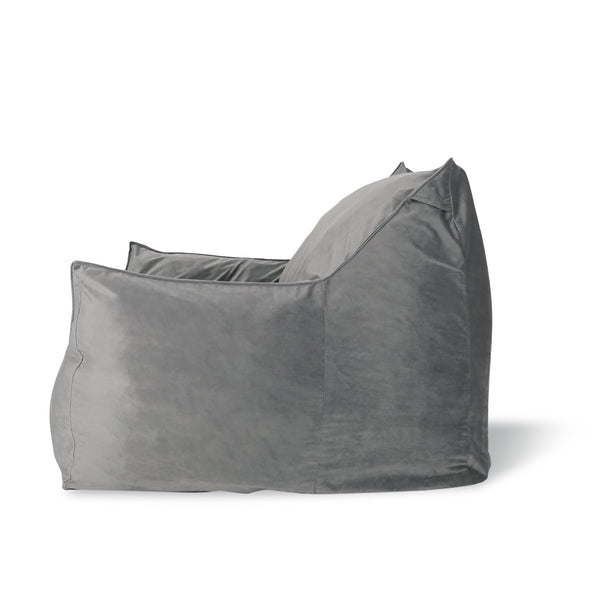 English Elm Allea Velveteen Bean Bag Chair with Armrests — Plush Velvet, Removable Washable Cover, Foam-Filled Comfort Grey B181P163005