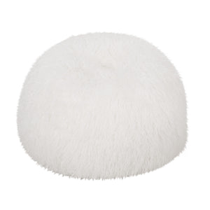 English Elm Mandana Rounded 3ft Faux Fur Bean Bag Chair White – Cozy Removable Cover, High-Density Foam Comfort B181P163022