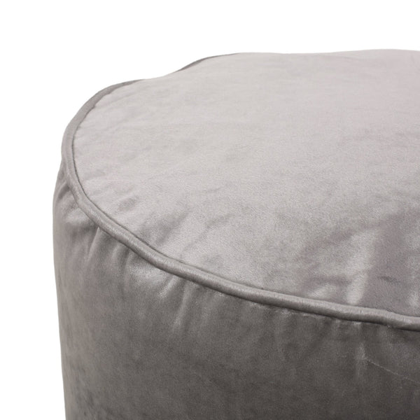 English Elm Shimon Velvet Cylinder Pouf Ottoman for Living Room or Bedroom — Plush Polystyrene Fill, 200 lb Capacity Gray B181P162894