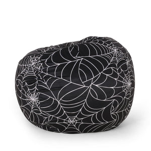 English Elm Spiderweb 3 Foot Holloween Bean Bag Black White — Cozy Foam-Filled, Removable Washable Cover, Modern Design B181P163049