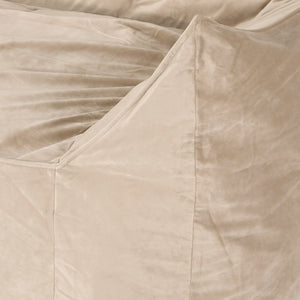 English Elm Fila Velveteen 2-Seater Oversized Bean Bag Chair with Armrests Velvet Cover Removable Zipper Foam Filling Comfortable Lounger for Living Room taupe B181P163019