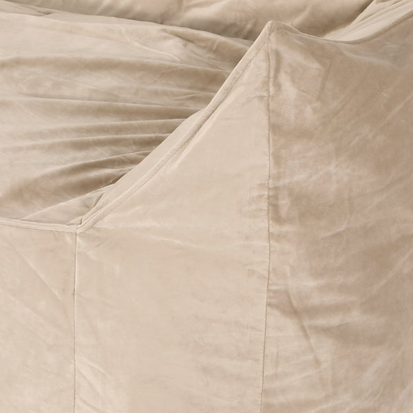 English Elm Fila Velveteen 2-Seater Oversized Bean Bag Chair with Armrests Velvet Cover Removable Zipper Foam Filling Comfortable Lounger for Living Room taupe B181P163019