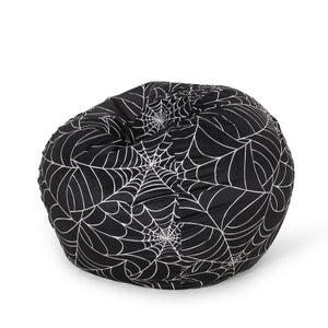 English Elm Spiderweb 3 Foot Holloween Bean Bag Black White — Cozy Foam-Filled, Removable Washable Cover, Modern Design B181P163049