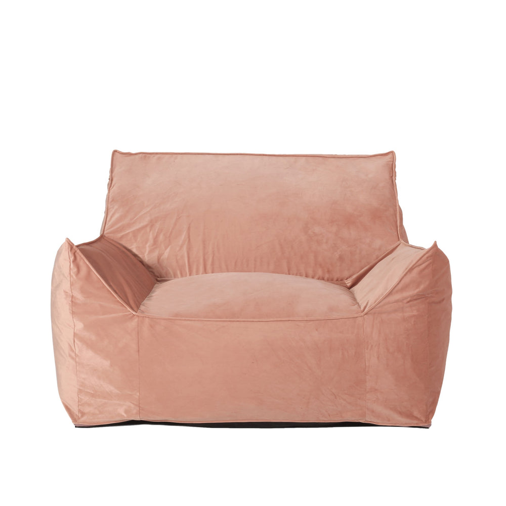 English Elm Allea Velveteen Bean Bag Chair with Armrests — Plush Velvet, Removable Washable Cover, Foam-Filled Comfort Pink B181P163004
