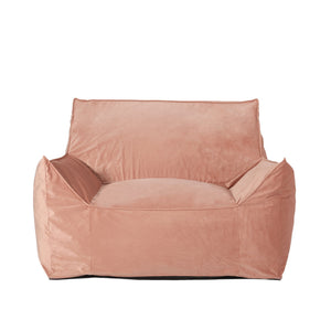 English Elm Allea Velveteen Bean Bag Chair with Armrests — Plush Velvet, Removable Washable Cover, Foam-Filled Comfort Pink B181P163004