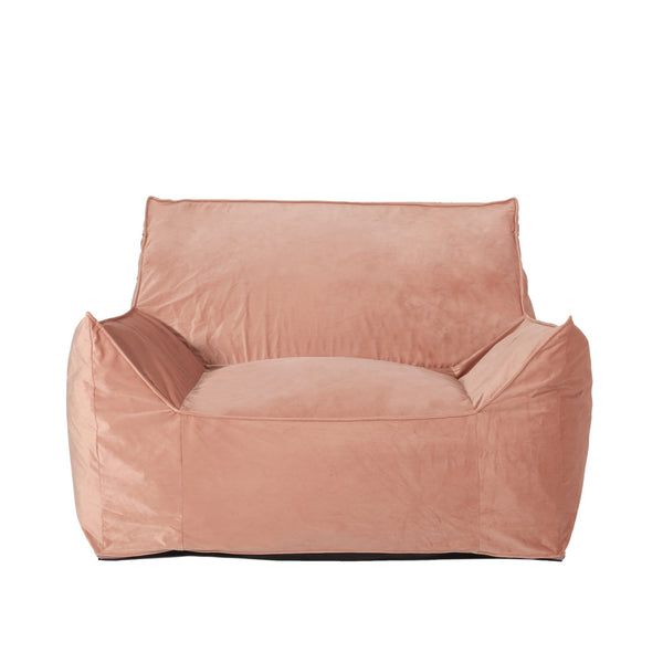 English Elm Allea Velveteen Bean Bag Chair with Armrests — Plush Velvet, Removable Washable Cover, Foam-Filled Comfort Pink B181P163004