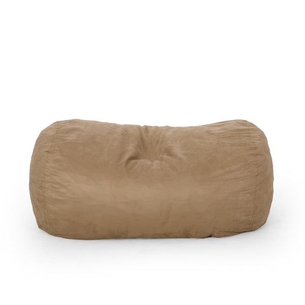 English Elm Potrero Microfiber Cylindrical Bean Bag 6.5ft Beige – Cozy Foam-Filled, Removable Washable Cover, Modern Design B181P163044