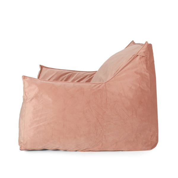 English Elm Allea Velveteen Bean Bag Chair with Armrests — Plush Velvet, Removable Washable Cover, Foam-Filled Comfort Pink B181P163004