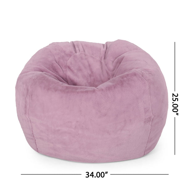 English Elm Kavel Plush Rounded Bean Bag Chair with Removable Washable Cover, High-Density Foam Comfort Seat Lavender B181P163068