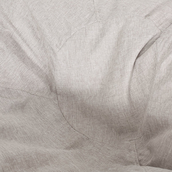 English Elm Maxi Rounded 5-Foot Faux Leather & Fabric Bean Bag Chair with Removable Washable Cover, Cozy Foam Filled Light Grey+Brown B181P163045