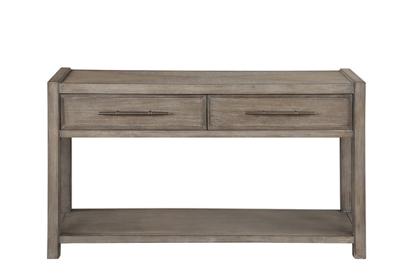 English Elm 54 54 inch Console Table White Oak Finish, Solid Oak Craft, Rubbed Bronze Pulls, Drawers & Shelf Ready to Use B108P163865